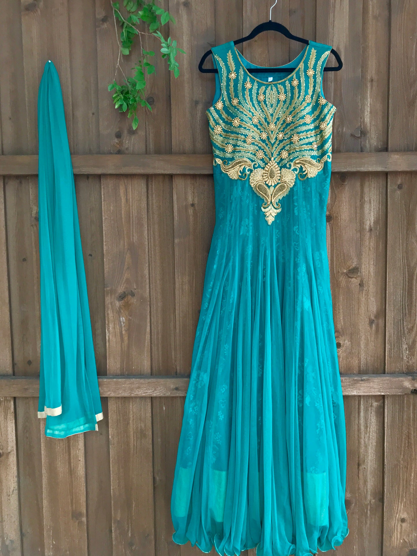 Teal Gold Gown